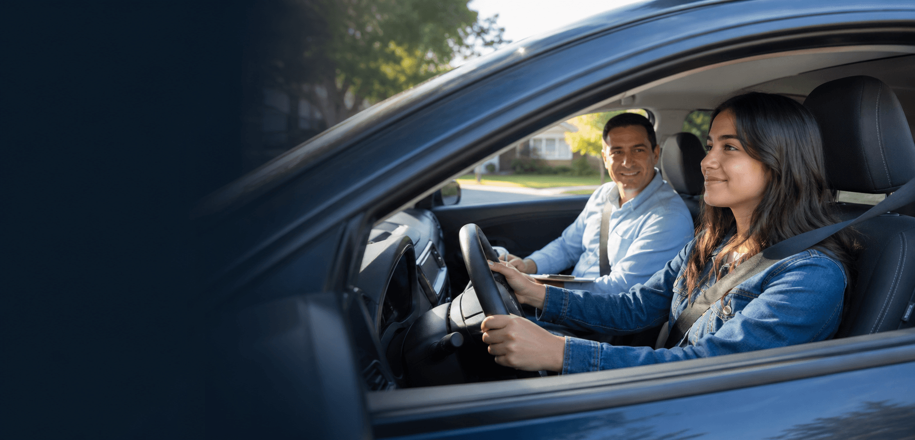 Learner driver preparing for a lesson with an instructor